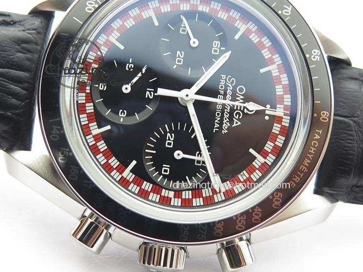 0225 Supportive Speedmaster SS 2013 Pro Racing On Black Leather Strap Manual Winding Chrono Movement 8229